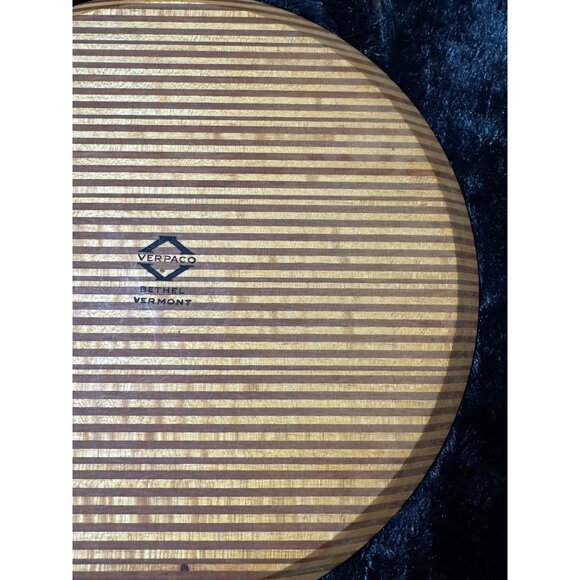 Vintage Verpaco Bethel Vermont Striped Wood Oval Cutting Board With Juice Groove - Picture 7 of 8